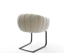 FreischwingerJada-Flex Webstoff Soft Beige Freischwinger flach Schwarz Taschenfederkern Sofort versandfertig