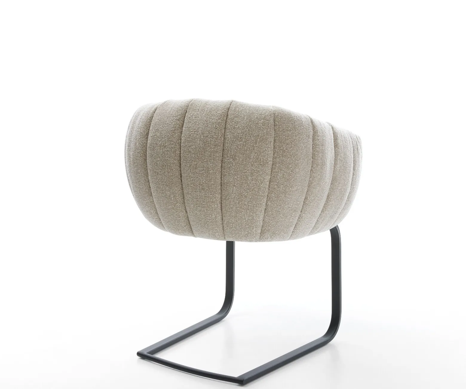FreischwingerJada-Flex Webstoff Soft Beige Freischwinger flach Schwarz Taschenfederkern Sofort versandfertig