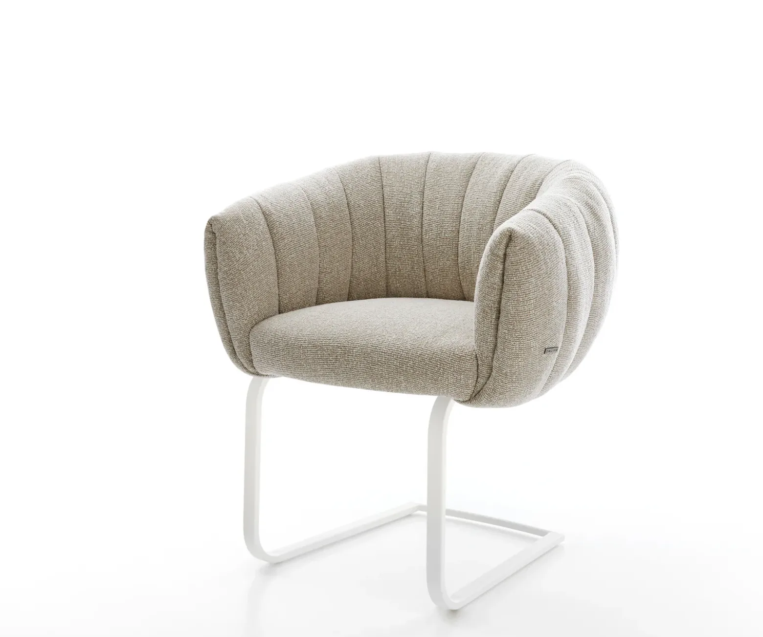 FreischwingerJada-Flex Webstoff Soft Beige Freischwinger flach Weiß Taschenfederkern Sofort versandfertig
