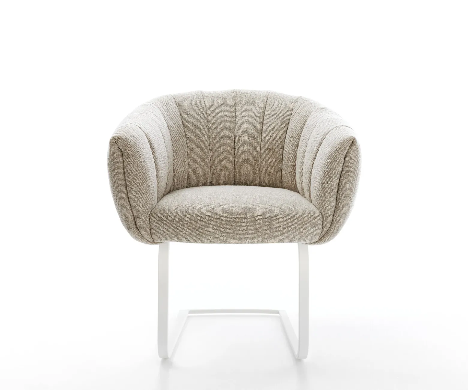 FreischwingerJada-Flex Webstoff Soft Beige Freischwinger flach Weiß Taschenfederkern Sofort versandfertig