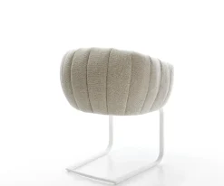 FreischwingerJada-Flex Webstoff Soft Beige Freischwinger flach Weiß Taschenfederkern Sofort versandfertig