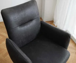 FreischwingerJova-Flex mit Armlehnen Mikrofaser Anthrazit Vintage Freischwinger flach Schwarz Taschenfederkern Sofort versandfertig