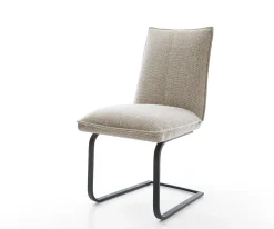FreischwingerLelio-Flex Webstoff Soft Beige Freischwinger flach Schwarz Taschenfederkern Sofort versandfertig