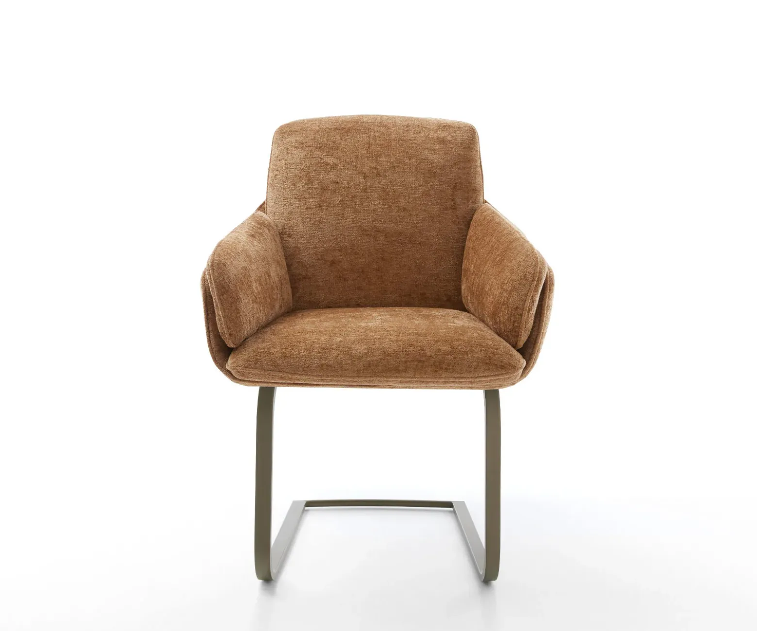 FreischwingerLuan-Flex mit Armlehnen Chenille Rost Freischwinger flach Effektfinish Titan Sofort versandfertig
