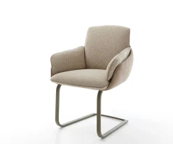 FreischwingerLuan-Flex mit Armlehnen Materialmix Schlamm Freischwinger flach Effektfinish Titan Sofort versandfertig