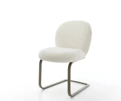 FreischwingerNube-Flex Bouclé Weiß Freischwinger flach Effektfinish Titan Taschenfederkern Sofort versandfertig