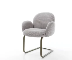 FreischwingerNube-Flex mit Armlehnen Cord Silbergrau Freischwinger flach Effektfinish Titan Taschenfederkern Sofort versandfertig