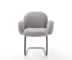 FreischwingerNube-Flex mit Armlehnen Cord Silbergrau Freischwinger flach Effektfinish Titan Taschenfederkern Sofort versandfertig