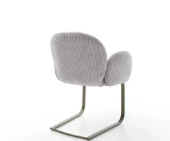 FreischwingerNube-Flex mit Armlehnen Cord Silbergrau Freischwinger flach Effektfinish Titan Taschenfederkern Sofort versandfertig