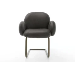 FreischwingerNube-Flex mit Armlehnen Mikrofaser Anthrazit Vintage Freischwinger flach Effektfinish Titan Taschenfederkern Sofort versandfertig