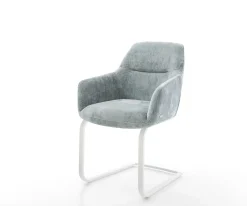 FreischwingerPejo-Flex Chenille Pastellblau Freischwinger flach Weiß Taschenfederkern Sofort versandfertig