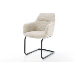 FreischwingerPejo-Flex Cord Beige Freischwinger rund Schwarz Taschenfederkern Versandfertig ca. 25.09.26