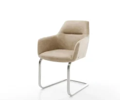 FreischwingerPejo-Flex Mikrofaser Beige Vintage Freischwinger flach Edelstahl Taschenfederkern Sofort versandfertig