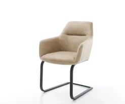 FreischwingerPejo-Flex Mikrofaser Beige Vintage Freischwinger flach Schwarz Taschenfederkern Sofort versandfertig