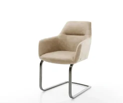 FreischwingerPejo-Flex Mikrofaser Beige Vintage Freischwinger flach Graphit Taschenfederkern Sofort versandfertig