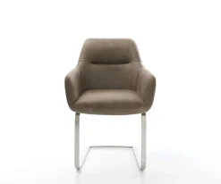 FreischwingerPejo-Flex Mikrofaser Taupe Vintage Freischwinger flach Edelstahl Taschenfederkern Sofort versandfertig