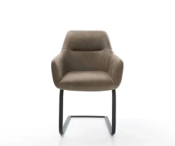 FreischwingerPejo-Flex Mikrofaser Taupe Vintage Freischwinger flach Schwarz Taschenfederkern Sofort versandfertig