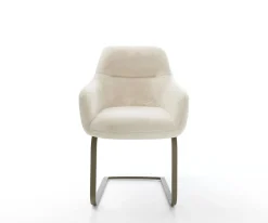 FreischwingerPejo-Flex Plüsch Creme-Weiß Freischwinger flach Effektfinish Titan Taschenfederkern Sofort versandfertig