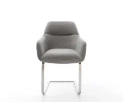FreischwingerPejo-Flex Strukturstoff Soft Grau Freischwinger flach Edelstahl Taschenfederkern Sofort versandfertig