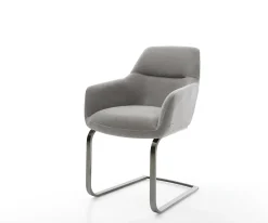 FreischwingerPejo-Flex Strukturstoff Soft Grau Freischwinger flach Graphit Taschenfederkern Sofort versandfertig