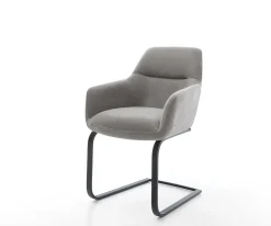 FreischwingerPejo-Flex Strukturstoff Soft Grau Freischwinger flach Schwarz Taschenfederkern Sofort versandfertig