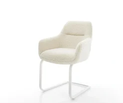 FreischwingerPejo-Flex Teddystoff Beige Freischwinger flach Weiß Taschenfederkern Sofort versandfertig
