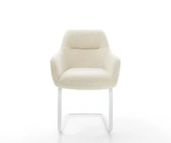 FreischwingerPejo-Flex Teddystoff Beige Freischwinger flach Weiß Taschenfederkern Sofort versandfertig