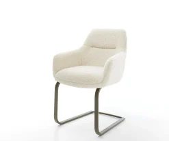 FreischwingerPejo-Flex Teddystoff Beige Freischwinger flach Effektfinish Titan Taschenfederkern Sofort versandfertig