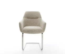 FreischwingerPejo-Flex Webstoff Soft Beige Freischwinger flach Edelstahl Taschenfederkern Sofort versandfertig