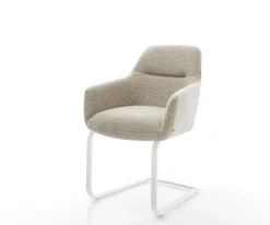 FreischwingerPejo-Flex Webstoff Soft Beige Freischwinger flach Weiß Taschenfederkern Sofort versandfertig