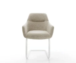 FreischwingerPejo-Flex Webstoff Soft Beige Freischwinger flach Weiß Taschenfederkern Sofort versandfertig