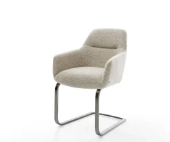 FreischwingerPejo-Flex Webstoff Soft Beige Freischwinger flach Graphit Taschenfederkern Sofort versandfertig