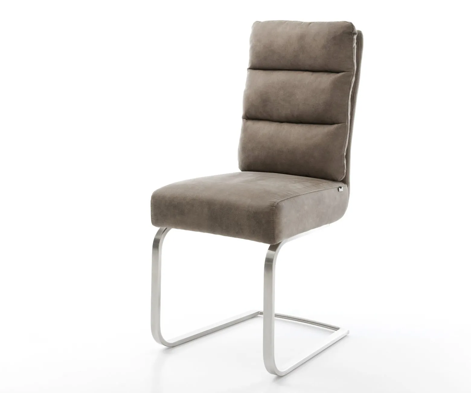 FreischwingerPela-Flex Mikrofaser Taupe Vintage Freischwinger flach Edelstahl Taschenfederkern Sofort versandfertig