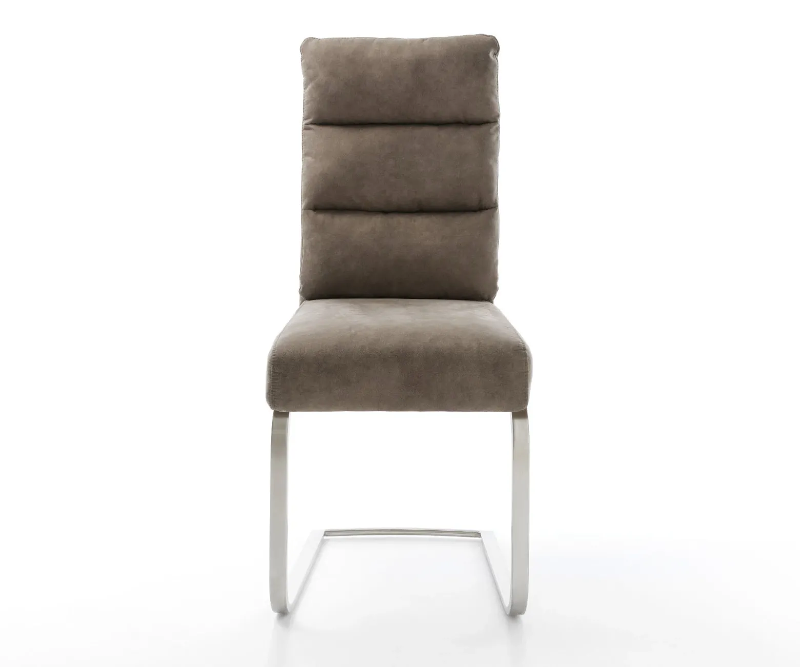 FreischwingerPela-Flex Mikrofaser Taupe Vintage Freischwinger flach Edelstahl Taschenfederkern Sofort versandfertig