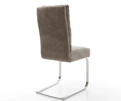 FreischwingerPela-Flex Mikrofaser Taupe Vintage Freischwinger flach Edelstahl Taschenfederkern Sofort versandfertig