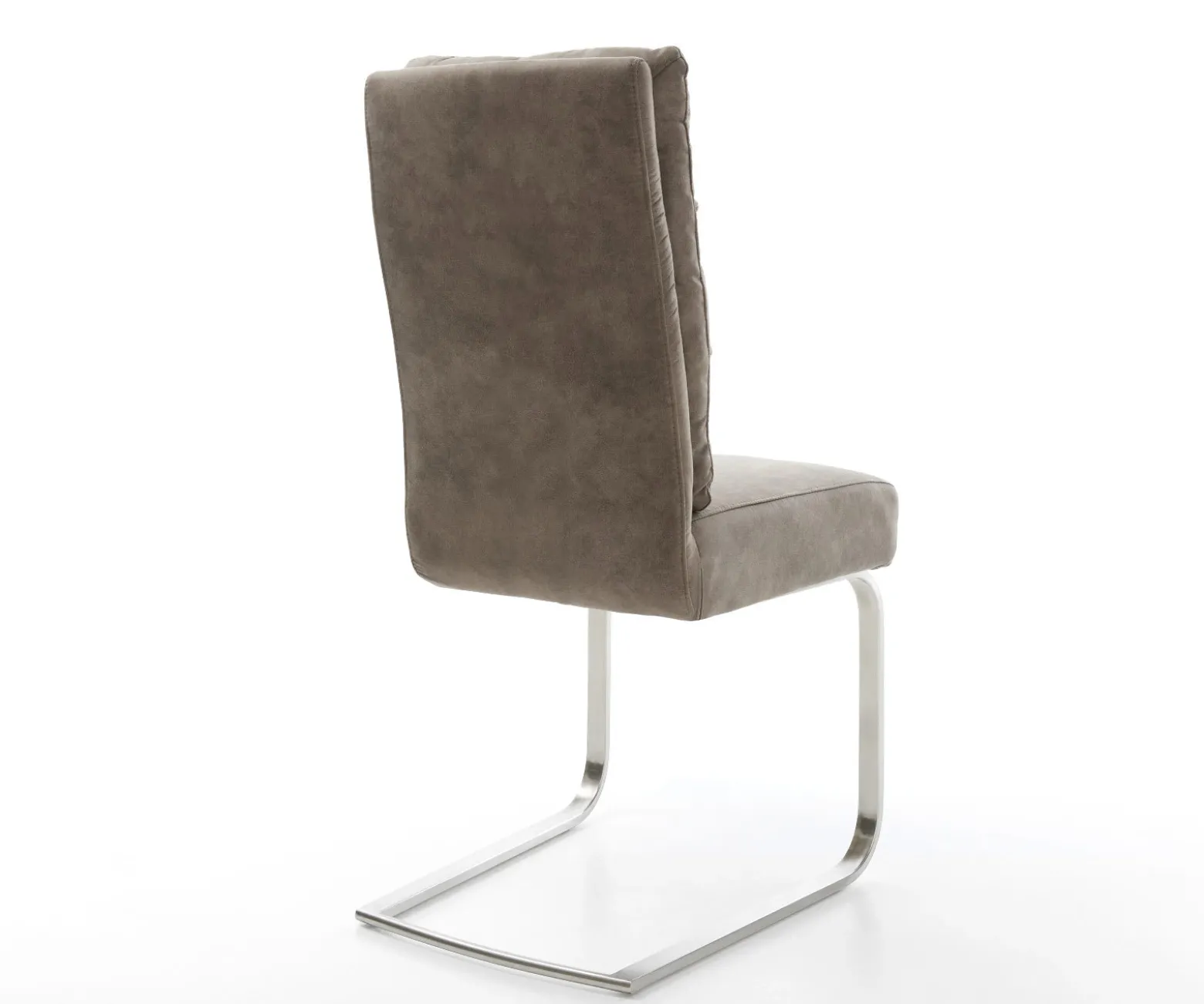 FreischwingerPela-Flex Mikrofaser Taupe Vintage Freischwinger flach Edelstahl Taschenfederkern Sofort versandfertig