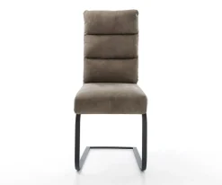FreischwingerPela-Flex Mikrofaser Taupe Vintage Freischwinger flach Schwarz Taschenfederkern Sofort versandfertig