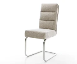 FreischwingerPela-Flex Webstoff Soft Beige Freischwinger flach Edelstahl Taschenfederkern Sofort versandfertig