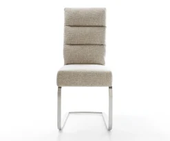 FreischwingerPela-Flex Webstoff Soft Beige Freischwinger flach Edelstahl Taschenfederkern Sofort versandfertig