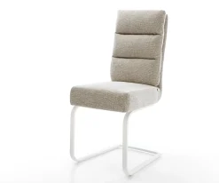 FreischwingerPela-Flex Webstoff Soft Beige Freischwinger flach Weiß Taschenfederkern Sofort versandfertig