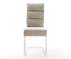 FreischwingerPela-Flex Webstoff Soft Beige Freischwinger flach Weiß Taschenfederkern Sofort versandfertig