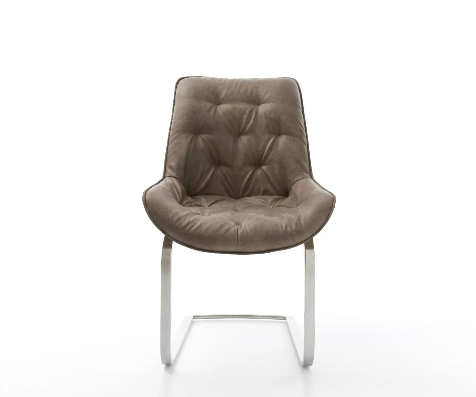 FreischwingerTaimi-Flex Mikrofaser Taupe Vintage Freischwinger flach Edelstahl Sofort versandfertig