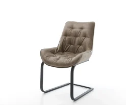 FreischwingerTaimi-Flex Mikrofaser Taupe Vintage Freischwinger flach Schwarz Sofort versandfertig