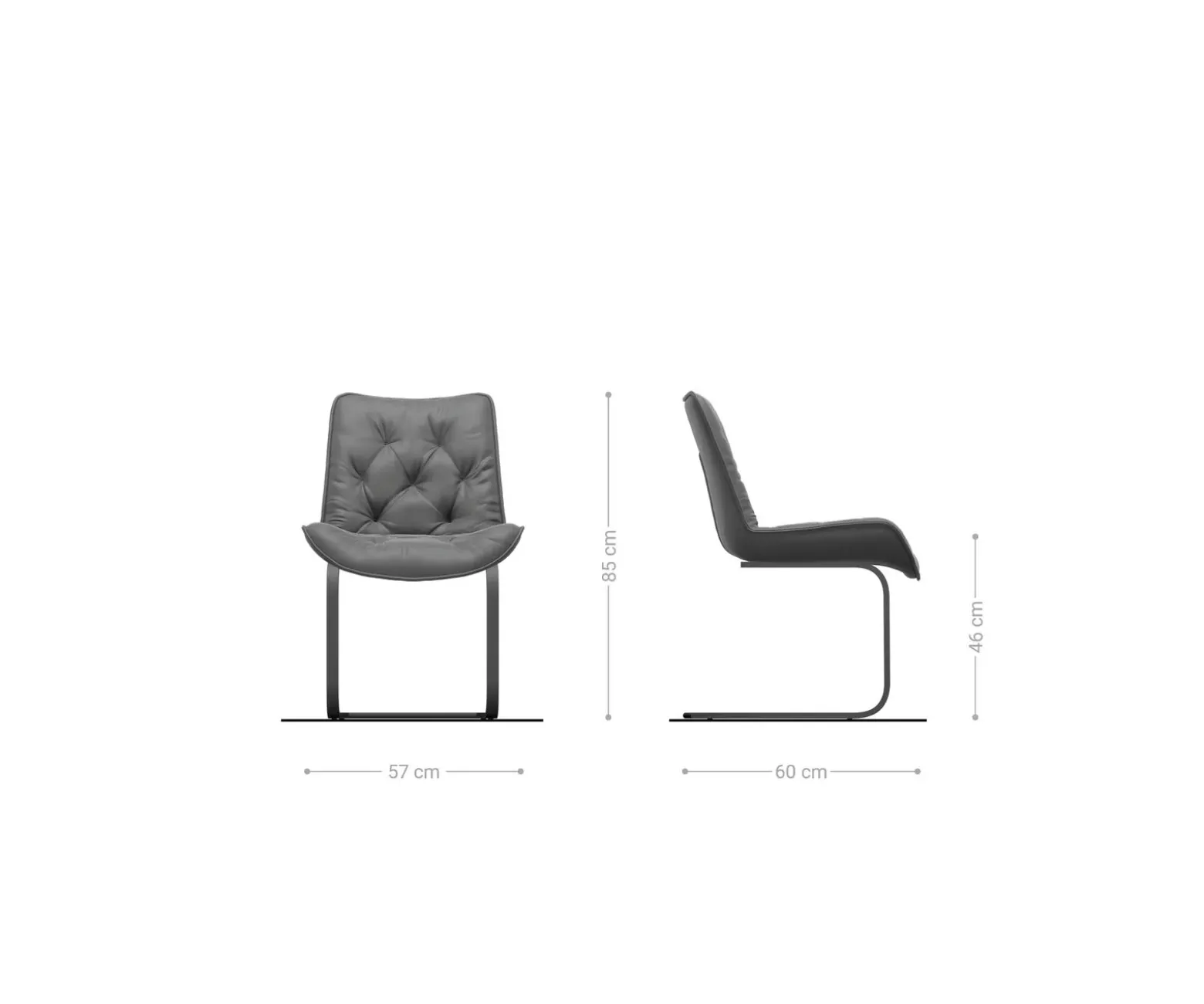 FreischwingerTaimi-Flex Mikrofaser Taupe Vintage Freischwinger flach Schwarz Sofort versandfertig