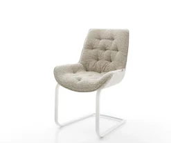 FreischwingerTaimi-Flex Webstoff Soft Beige Freischwinger flach Weiß Sofort versandfertig