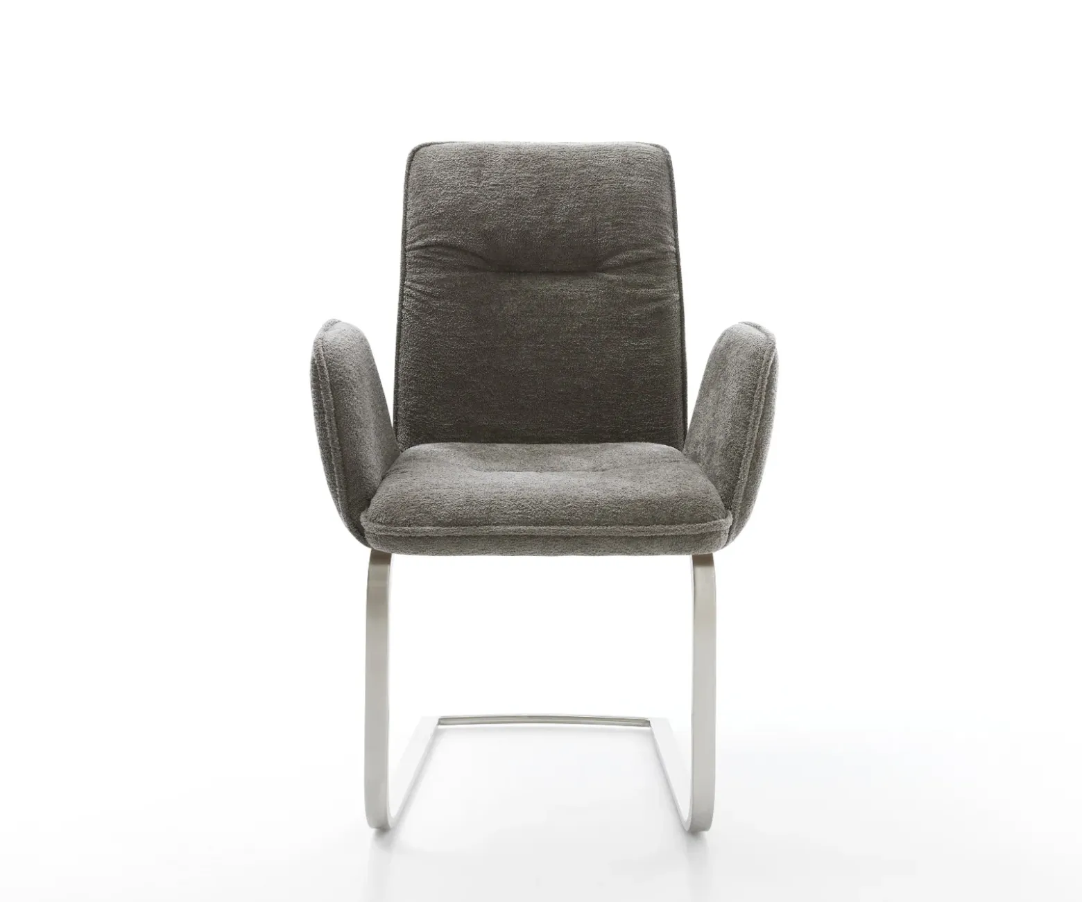 FreischwingerVinja-Flex Bouclé Soft Schlamm Freischwinger flach Edelstahl Sofort versandfertig
