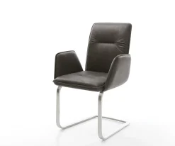 FreischwingerVinja-Flex Mikrofaser Anthrazit Vintage Freischwinger flach Edelstahl Sofort versandfertig