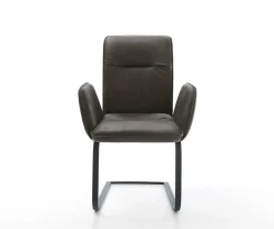 FreischwingerVinja-Flex Mikrofaser Anthrazit Vintage Freischwinger flach Schwarz Sofort versandfertig