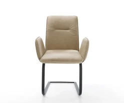 FreischwingerVinja-Flex Mikrofaser Beige Vintage Freischwinger flach Schwarz Sofort versandfertig