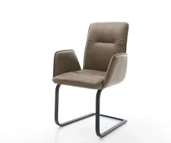 FreischwingerVinja-Flex Mikrofaser Taupe Vintage Freischwinger flach Schwarz Sofort versandfertig